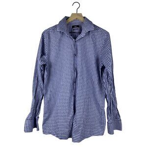Boss Hugo Boss Cotton Button Down Shirt Men's 16.5L Blue Dress Shirt Designer